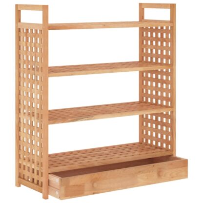 Schuhregal mit Schublade 70x27x81 cm Massivholz Nussbaum - Image 4
