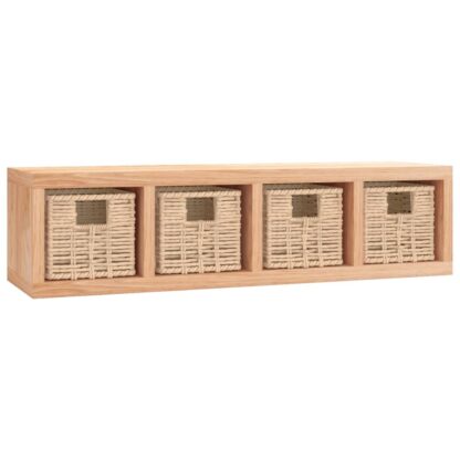 Wandregal mit Körben 62x18x16 cm Massivholz Nussbaum - Image 2
