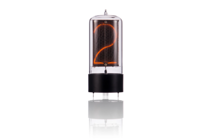 ZIN-70 Nixie-Röhre mit schwarzem Aluminiumsockel.