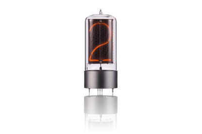 ZIN-70 Nixie Tube mit silbernem Aluminiumsockel.