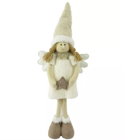Deko Engel stehend  mit Stern in der Hand H61cm  Farbe: weiss / Natur [4 Stk.]