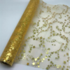 Dekostoff "Organza" - gold + goldene Sterne,  Design: Sternenwirbel,  Masse: 36cm x 300cm [6 Stk.]