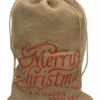 Jutesack natur  mit Schriftzug Merry Christmas in Rot  38x55cm [10 Stk.]
