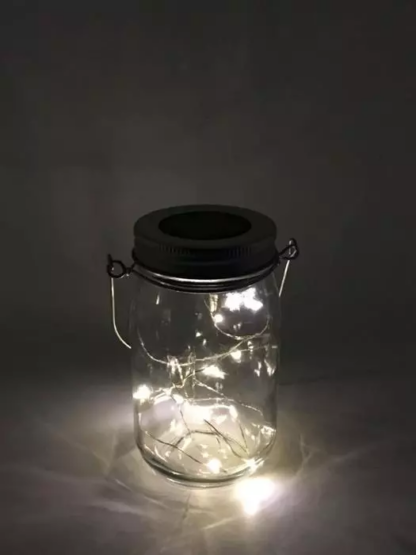 LED Solar Windlicht Klar  mit Microlight 10LED  Grösse: D:8cm H:14cm [6 Stk.] - Image 3