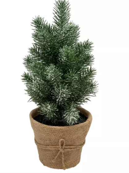 LED Tannenbaum im Topf  mit 5 LED Lichterkette  mit wenig Schnee bedeckt  D:18cm H:30cm [6 Stk.] - Image 2