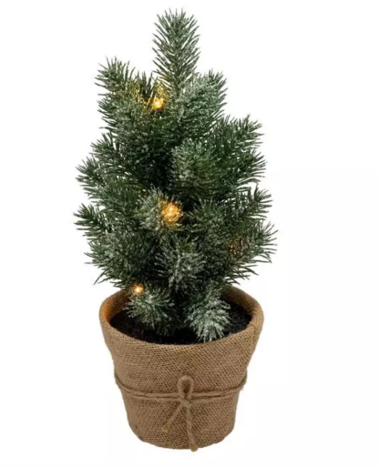 LED Tannenbaum im Topf  mit 5 LED Lichterkette  mit wenig Schnee bedeckt  D:18cm H:30cm [6 Stk.] - Image 3