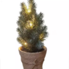 LED Tannenbaum im Topf  mit 5 LED Lichterkette  mit wenig Schnee bedeckt  D:18cm H:30cm [6 Stk.]