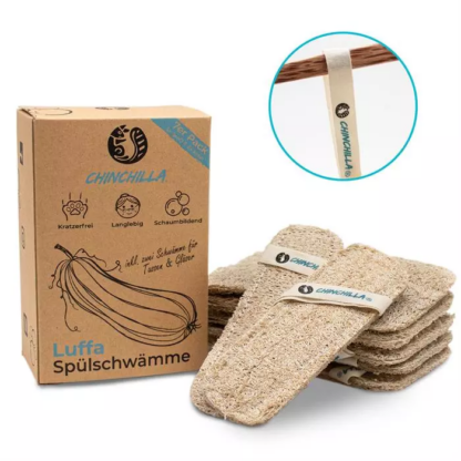 Spülschwämme Luffa 7er Set  aus 100% natürlichem  Luftschwamm und Baumwolle [6 Stk.]