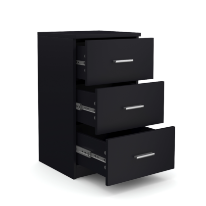 Nachttisch FORTE mit 3 Schubladen schwarz - Image 3