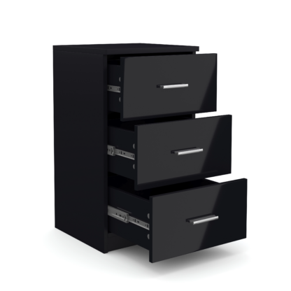 Nachttisch FORTE mit 3 Schubladen schwarz hochglanz - Image 3