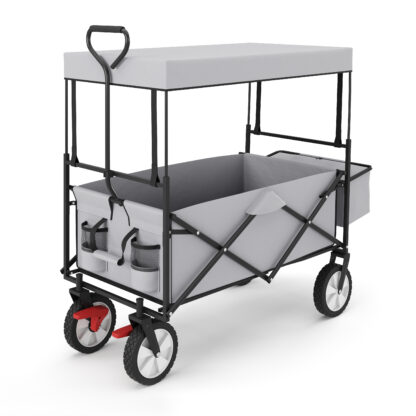 Bollerwagen faltbar mit Dach TOMMY grau - Image 2
