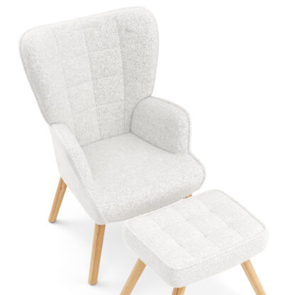 Sessel mit Hocker TEDDY weiss - Image 6