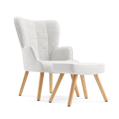 Sessel mit Hocker TEDDY weiss - Image 2