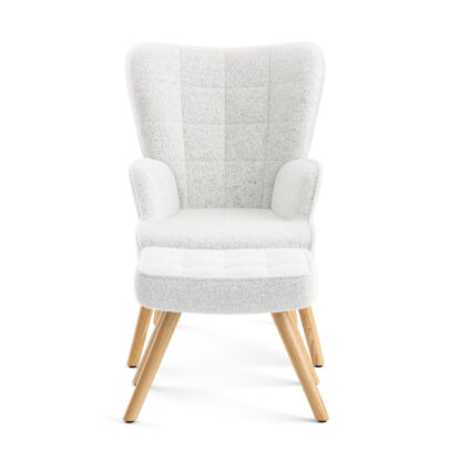 Sessel mit Hocker TEDDY weiss - Image 4