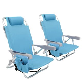 Strandstuhl klappbar 2er Set hellblau