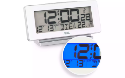 ADE Funkwecker mit Temperatur und Datumsanzeige, Weiss - Image 5