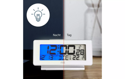 ADE Funkwecker mit Temperatur und Datumsanzeige, Weiss - Image 6