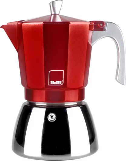 Espressokocher Elba rot 600 ml Für bis zu 12 Tassen, stilvolles Design
