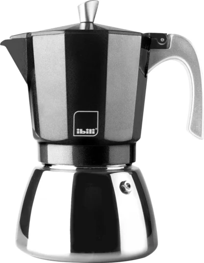 Espressokocher Elba schwarz 600 ml Für bis zu 12 Tassen, elegantes schwarzes Design
