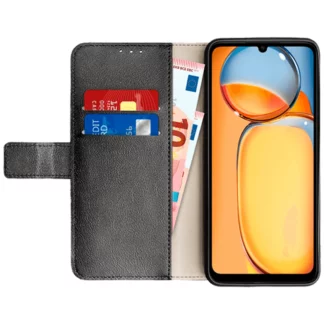 Just in Case Pu-Leder Book Hülle Schwarz Xiaomi Redmi 13C
