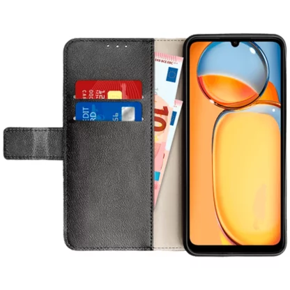 Just in Case Pu-Leder Book Hülle Schwarz Xiaomi Redmi 13C