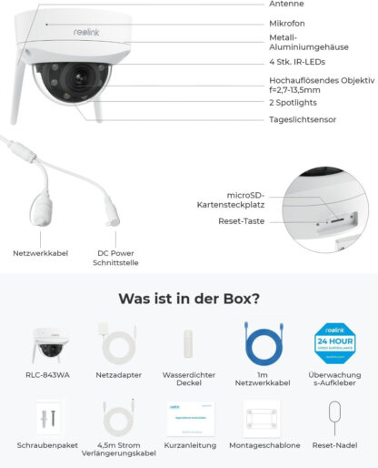 Reolink RLC-843WA - W437 4K WiFi Kamera Vandalismus geschützt, 5x Zoom - Image 9