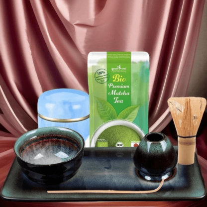 Tee Set - grüner Achat - mit 30g Matcha Tee und Tablett