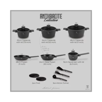 15-teiliges Kochgeschirr-Set matt Anthracite Collection - Image 3