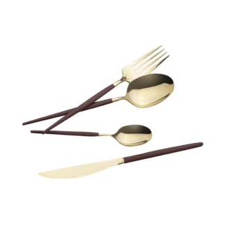 24 teiliges Besteckset bordeaux/champagne Leonardo Collection