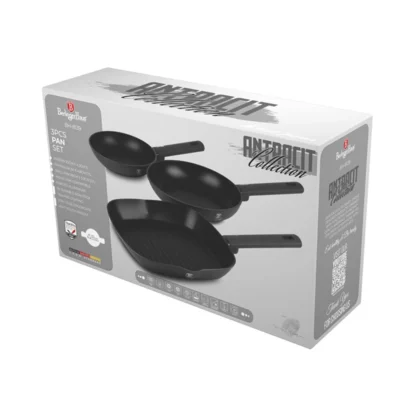 3-teiliges Bratpfannen Set Ø 20/24cm + 28 Grillpfanne matt Anthracite Collection - Image 2
