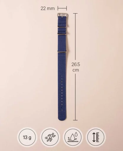 Uhrenarmband / Natostrap aus Nylon, 20mm, Blau - Image 3