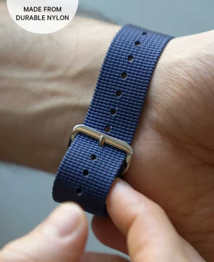 Uhrenarmband / Natostrap aus Nylon, 20mm, Blau - Image 5