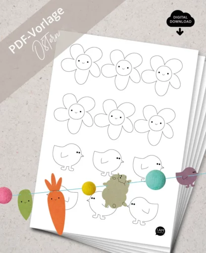 PDF-Vorlage zum Download für Ostergirlande, Digitaler Download, im A4 Format