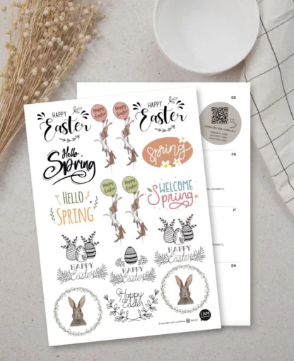 PDF-Vorlage zum Download für Wasserschiebefolien, Motive für Frühling und Ostern, Kerzentattoos zum Ausdrucken, Kerzen Dekorieren, Kerzensticker - Image 3