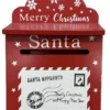 Deko Briefkasten Santa  aus Holz bemalt in der  Farbe rot H29cm [4 Stk.]