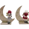 Deko Engel sitzend auf Mond  2 assortiert mit Schriftzug  XMAS [6 Stk.]