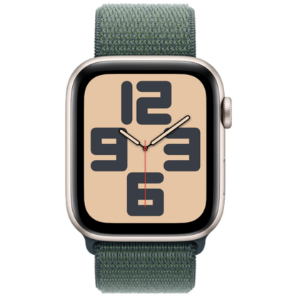 Apple Watch SE 2024 44mm Gold (Grünes Nylon Armband)