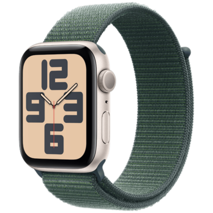 Apple Watch SE 2024 44mm Gold (Grünes Nylon Armband) - Image 2