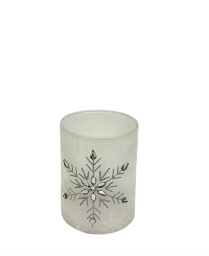 LED Kerze mit beweglicher Flamme  im Glas Snowflake  mit Flackerlicht [6 Stk.] - Image 2