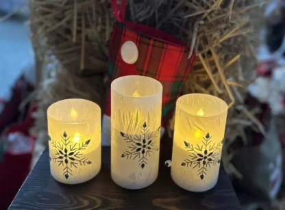 LED Kerze mit beweglicher Flamme  im Glas Snowflake  mit Flackerlicht [6 Stk.] - Image 3