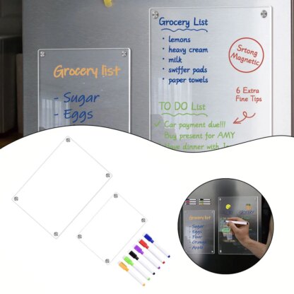 Transparente Schreibtafel für Kühlschrank, 2 Stk.