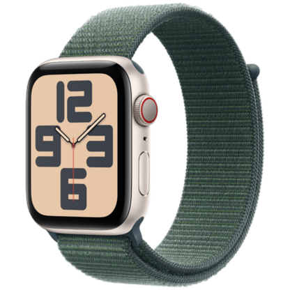 Apple Watch SE 2024 4G 44mm Gold (Grünes Nylon Armband) - Image 2