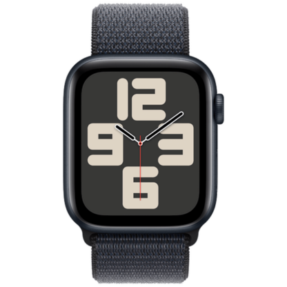 Apple Watch SE 2024 4G 44mm Schwarz (Schwarzes Nylon Armband)