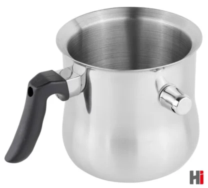 Edelstahl Milchtopf Simmertopf PFANNE Kochtopf mit Griff und Flötenkessel-Funktion Ø14cm 1,5L