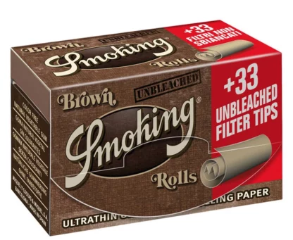 SMOKING BROWN ROLLS Papers Braun Zigarettenpapier Rollen + Filter Tips