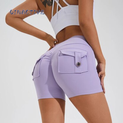 High-Waist Yoga-Shorts mit Taschen