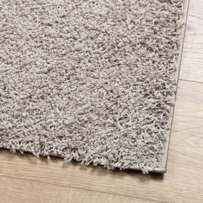 Shaggy-Teppich PAMPLONA Hochflor Modern Beige 120x120 cm - Image 4