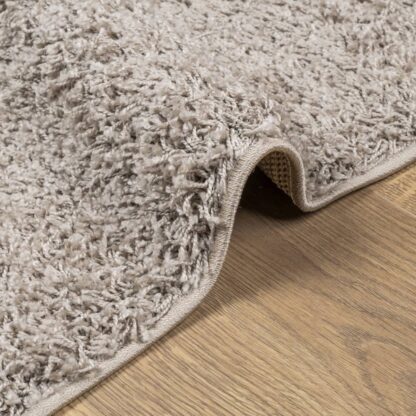 Shaggy-Teppich PAMPLONA Hochflor Modern Beige 120x120 cm - Image 6