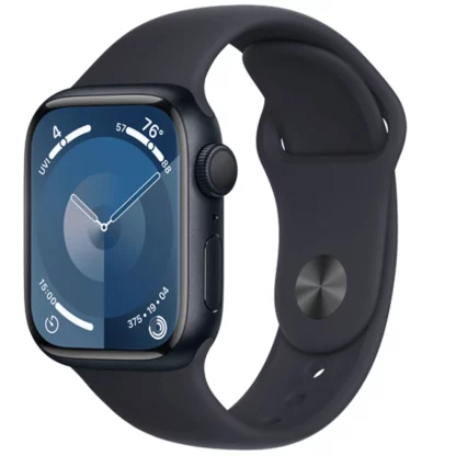 Apple Watch Series 9 41mm Schwarz (Schwarzes Silikon Armband M/L)