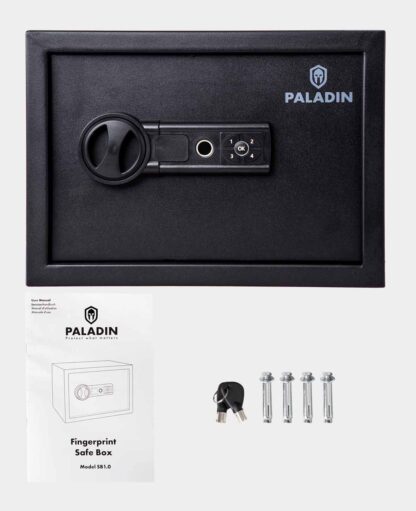 Paladin Möbeltresor mit Fingerabdruckscanner, robuste Stahlkonstruktion, zur Aufbewahrung von Wertsachen, 25 x 35 x 25 cm, Schwarz - Image 2